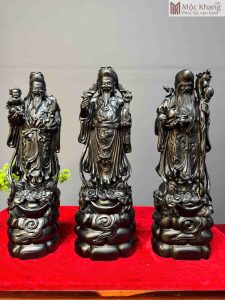 Tượng Phúc Lộc Thọ (Tam Đa) Gỗ Mun Sừng