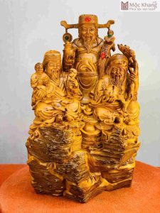 Tượng Phúc Lộc Thọ (Tam Đa) Gỗ Ngọc Am