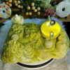 Bộ Khay Trà Thiềm Thừ Đá Serpentine Đá Tự Nhiên