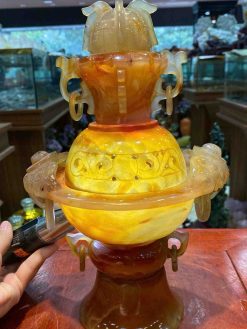 Đỉnh Xông Trầm Ngọc Mã Não Đỏ
