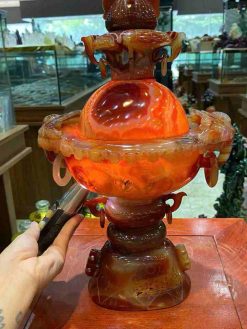 Đỉnh Xông Trầm Ngọc Mã Não Đỏ