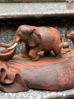 Tượng Voi Mẫu Tử Gỗ Trắc