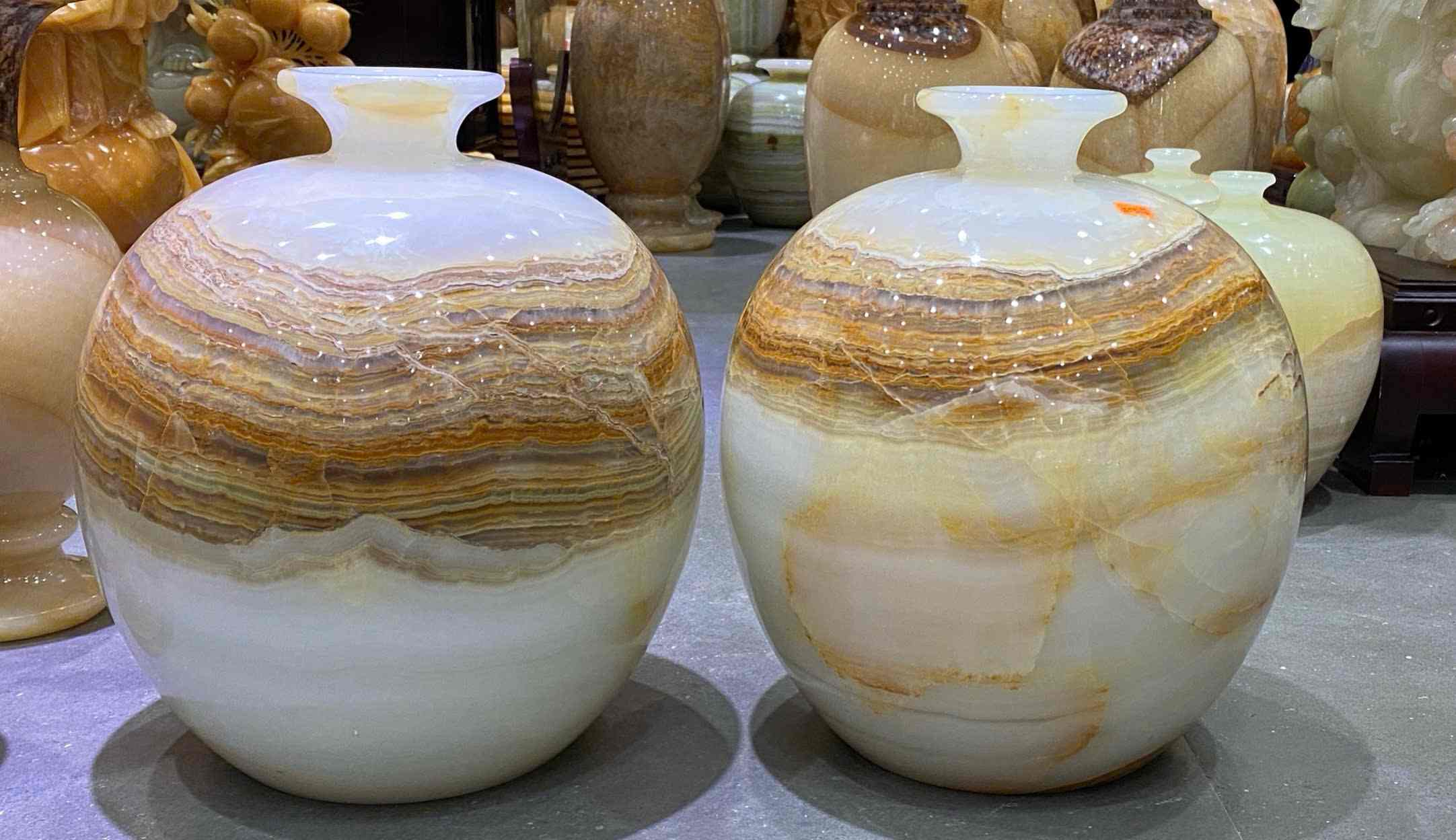 Cặp Chum Phú Quý Ngọc Onyx Cao 41 Ngang 30 (cm) (2) Cap Chum Phu Quy Ngoc Onyx Cao 41 Ngang 30 cm 2