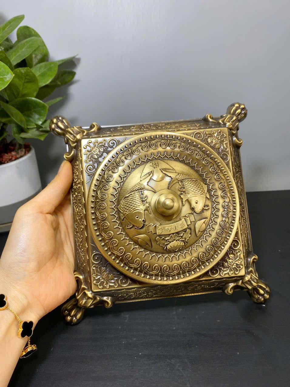 Gạt Tàn Thuốc Lá Đồng Cao 10 Ngang 19 (cm) Cân Năng 1,4 (kg) (2)