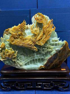 Phượng Hoàng Mẫu Đơn Đá Serpentine
