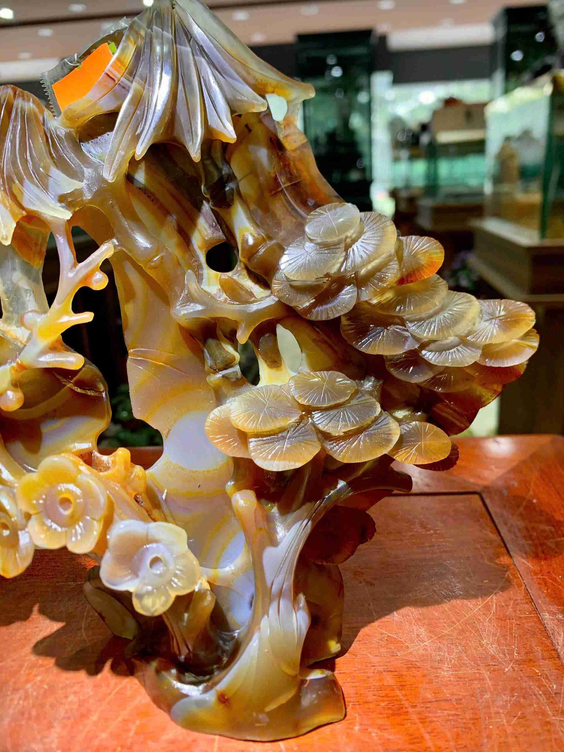 Tiên Hạc Hoa Sen Đá Mã Não (Agate) Cao 22 Ngang 16 Sâu 6 (cm) (3)