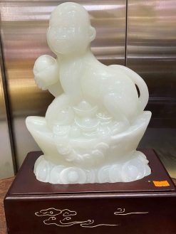 Tượng Khỉ Ngọc Onyx Trắng