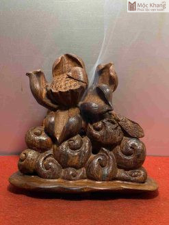 Lư Xông Trầm Hoa Sen Gỗ Trắc