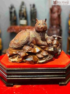 Tượng Mèo Gỗ Cẩm