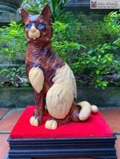 Tượng Mèo Gỗ Cẩm