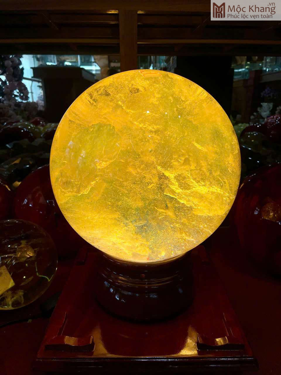 Bi Cầu Ngọc Thủy Tinh (Obsidian) Vàng Đường Kính Hạt 25,5 (cm) Cân Nặng 25 (kg) (2) Bi Cau Ngoc Thuy Tinh Obsidian Vang Duong Kinh Hat 255 cm Can Nang 25 kg 2