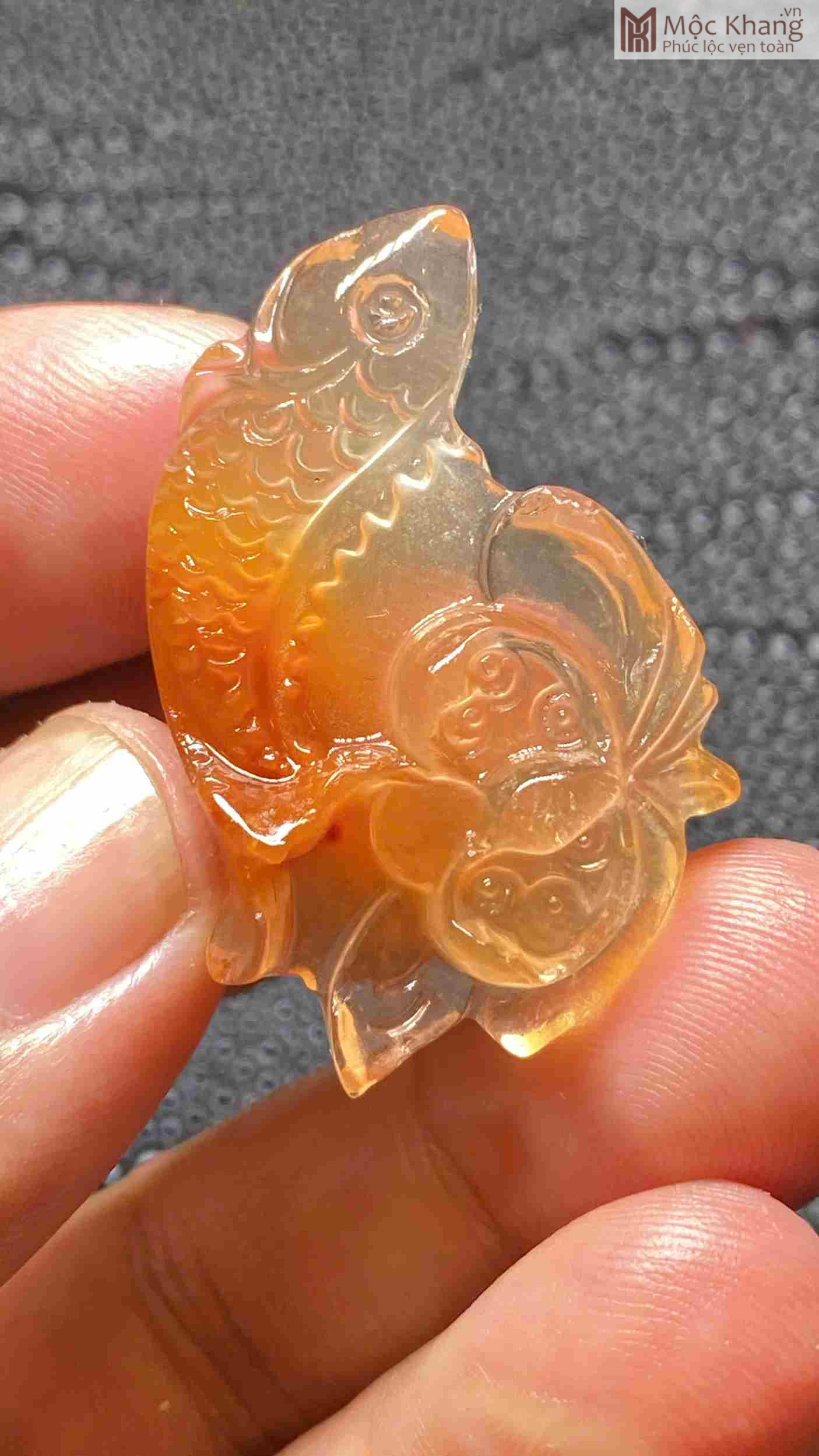 Mặt Dây Liên Ngư Thạch Anh Tóc Lông Thỏ Đỏ Cao 36.5 Ngang 24.5 Sâu 8.8(mm) (2)_2