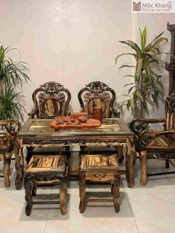 Bộ Bàn Ghế Gỗ Mun Hoa