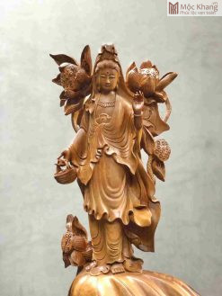Tượng Phật Bà Quan Âm Gỗ Lũa Bách Xanh