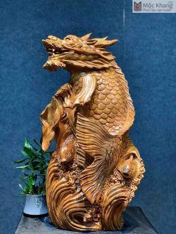 Tượng Cá Chép Hóa Rồng Gỗ Ngọc Am