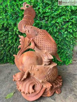 Tượng Cá Tài Lộc Gỗ Hương
