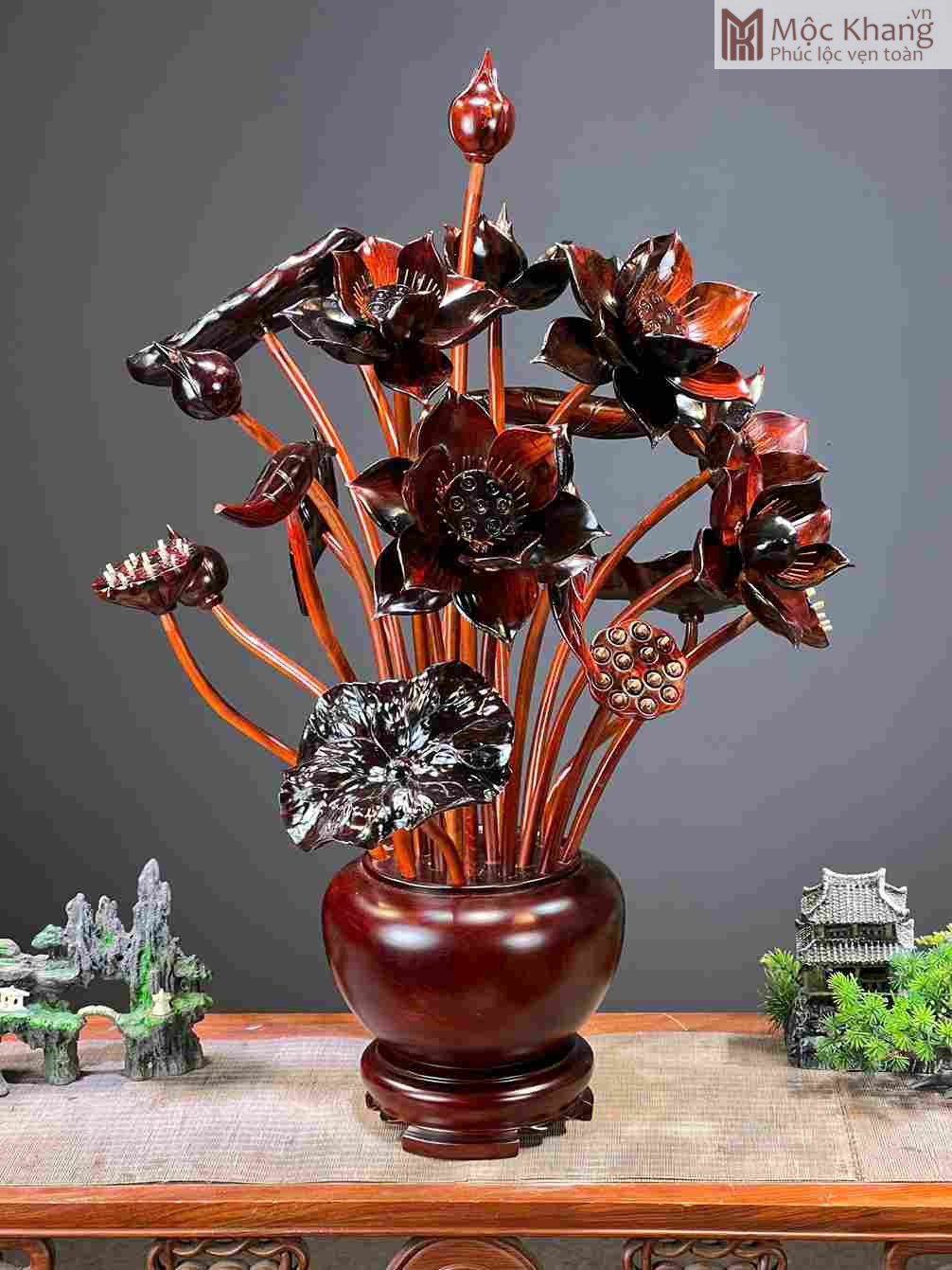 Bình Hoa Gỗ Trắc Cao 78 Ngang 60 Sâu 58 (cm) (1)_1 Bình Hoa Gỗ Trắc