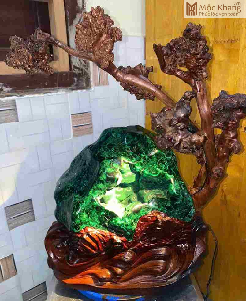 Hốc Đá Khổng Tước (Malachite) Cao 52 Ngang 35 (cm) (5)_5 Hốc Đá Khổng Tước (Malachite)