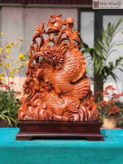 Tượng Cá Chép Hóa Rồng Gỗ Hương