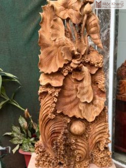 Tượng Cá Xiêm Uyên Ương Gỗ Ngọc Am