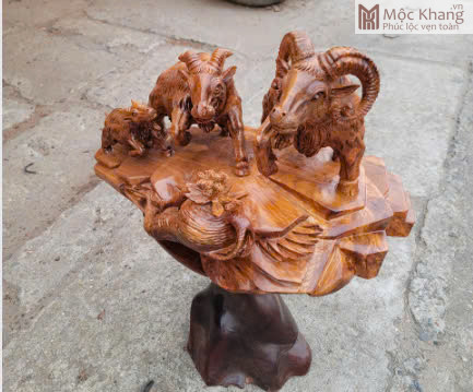 Tượng Dê Phong Thủy Gỗ Hương (1) Tượng Dê Phong Thủy Gỗ Hương