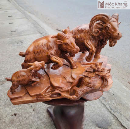 Tượng Dê Phong Thủy Gỗ Hương (2) Tuong De Phong Thuy Go Huong 2