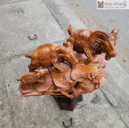 Tượng Dê Phong Thủy Gỗ Hương (3) Tuong De Phong Thuy Go Huong 3
