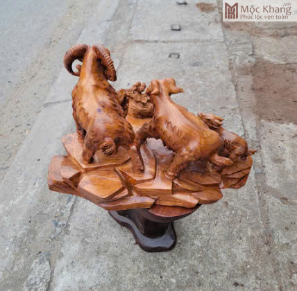 Tượng Dê Phong Thủy Gỗ Hương (4) Tuong De Phong Thuy Go Huong 4