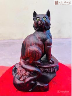 Tượng Mèo Tài Lộc Gỗ Trắc