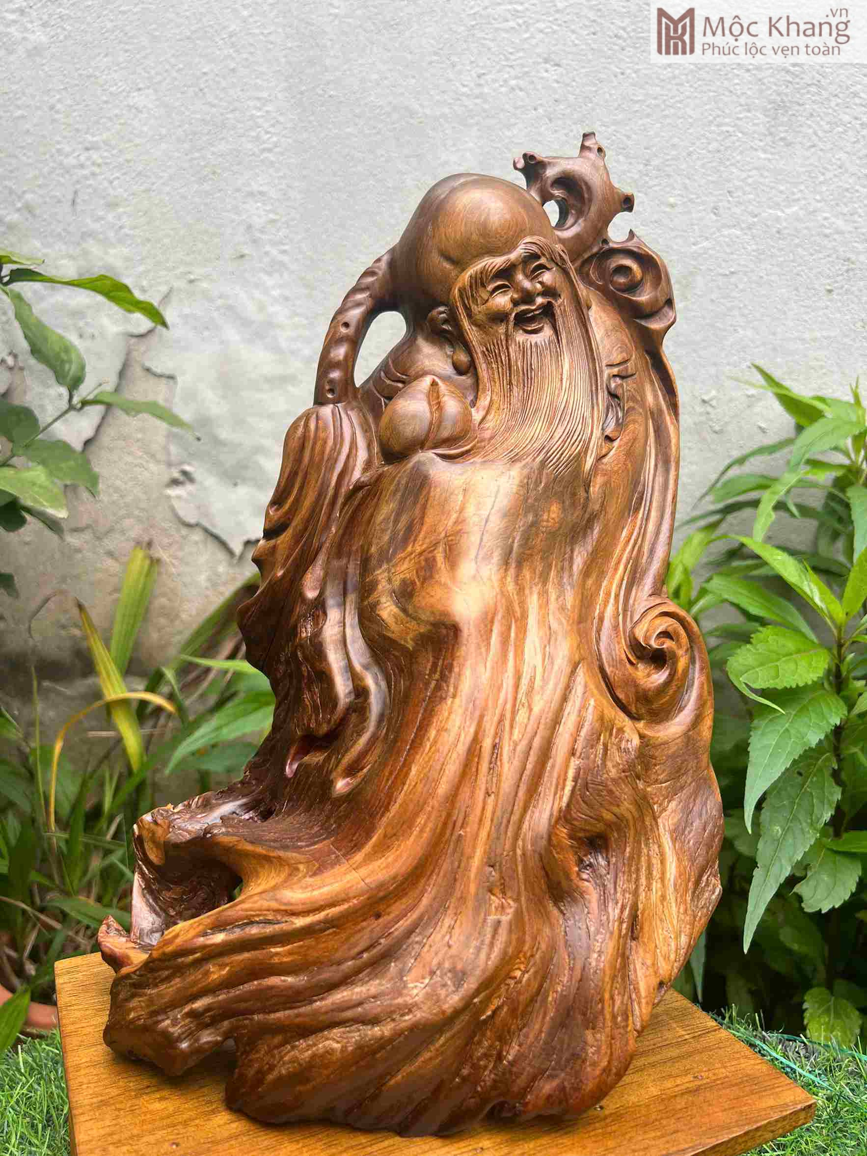Tượng Ông Thọ Gỗ Bách Xanh Cao 32 Ngang 20 Sâu 18 (cm) (3)_4 Tượng Ông Thọ Gỗ Bách Xanh