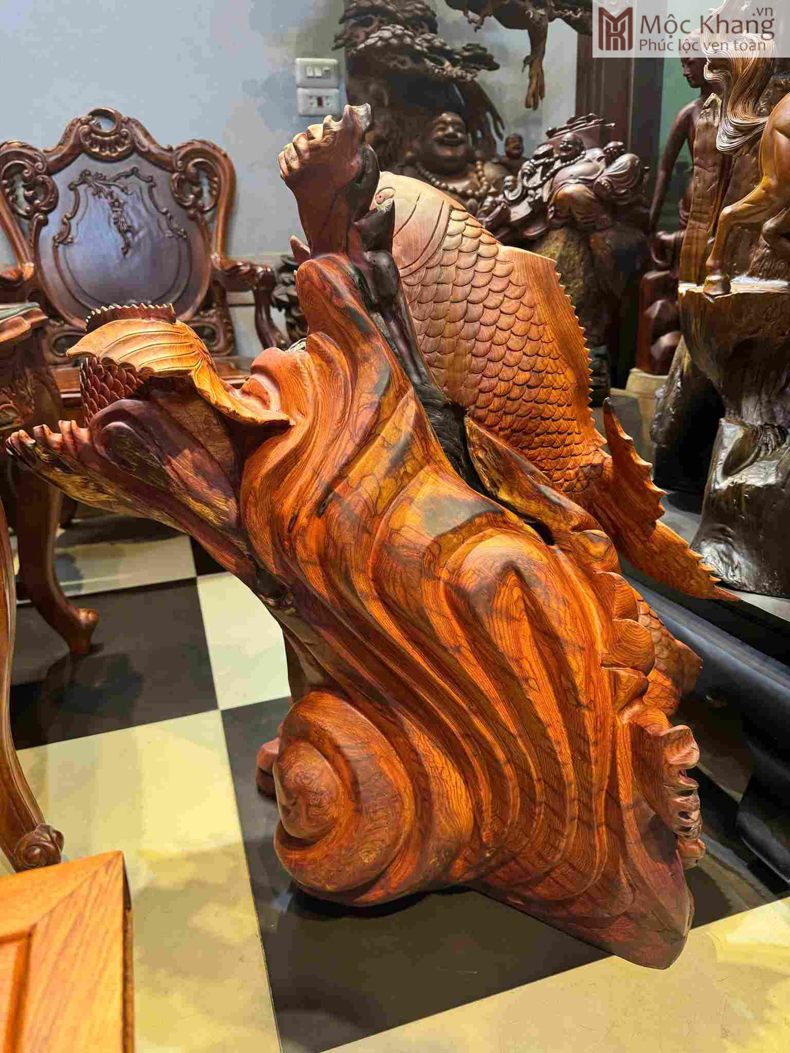 Tượng Tam Ngư Hóa Rồng Gỗ Hương Cao 80 Ngang 76 Sâu 40 (cm) (4)_5 Tuong Tam Ngu Hoa Rong Go Huong Cao 80 Ngang 76 Sau 40 cm 4 5