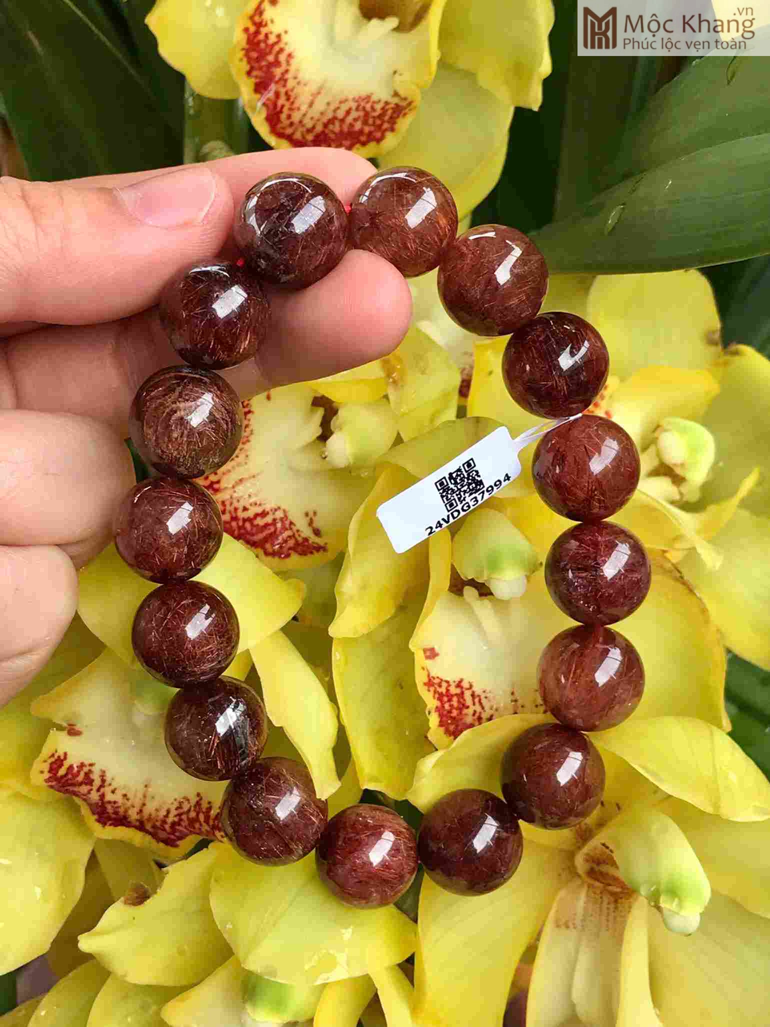 Vòng Tay Đá Thạch Anh Tóc Đỏ Nâu Đường Kính 15 (mm) (2)_2 Vòng Tay Đá Thạch Anh Tóc Đỏ Nâu