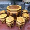 Bộ Bàn 6 Đôn Lục Giác Gỗ Gụ