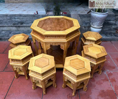 8bb79c99c51c76422f0d Bộ Bàn 6 Đôn Lục Giác Gỗ Gụ