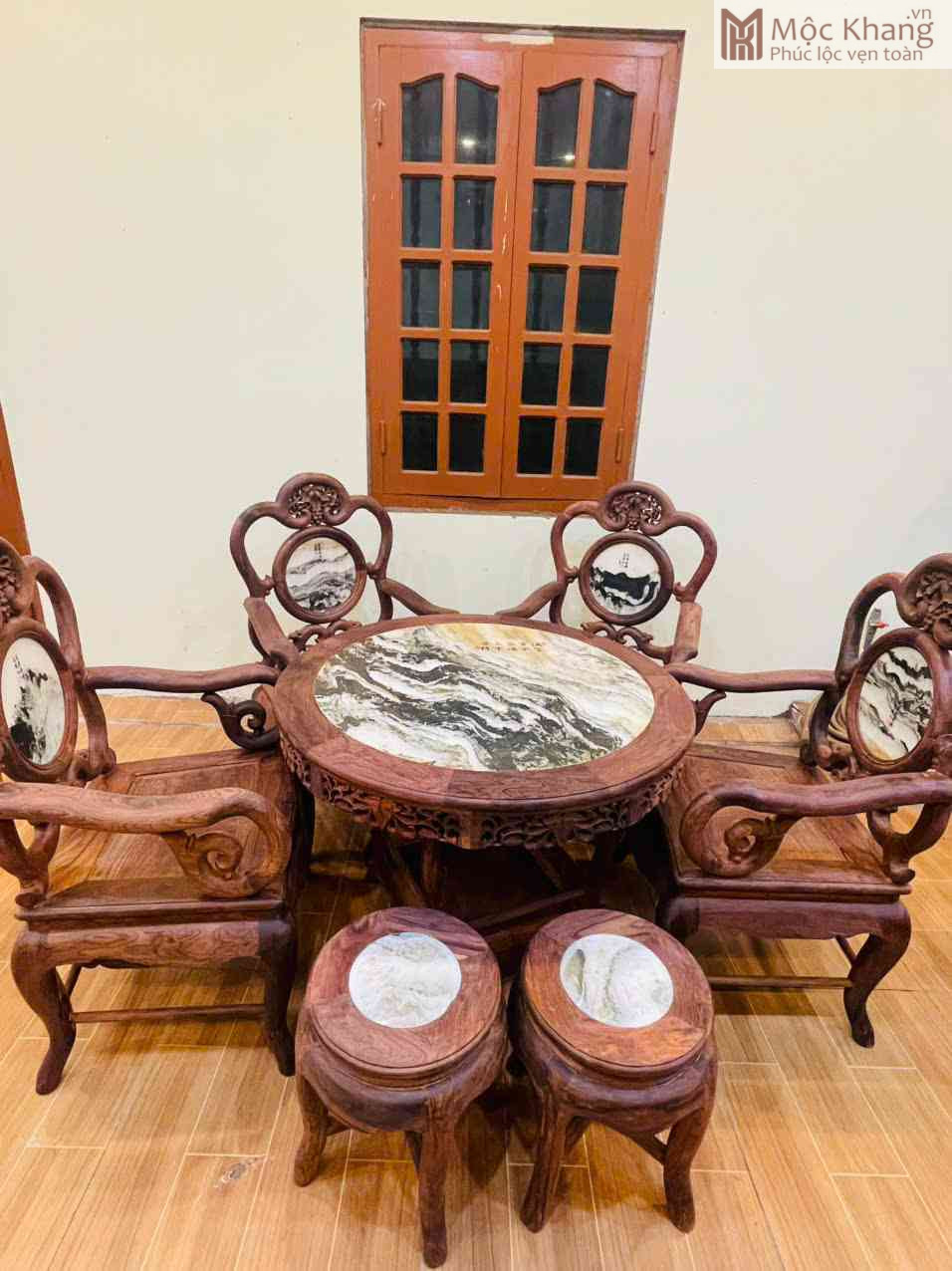 Bộ Bàn 7 Món Gỗ Cẩm Việt Cao 70 Đường Kính 96(cm) (1)_1 Bộ Bàn 7 Món Gỗ Cẩm Việt