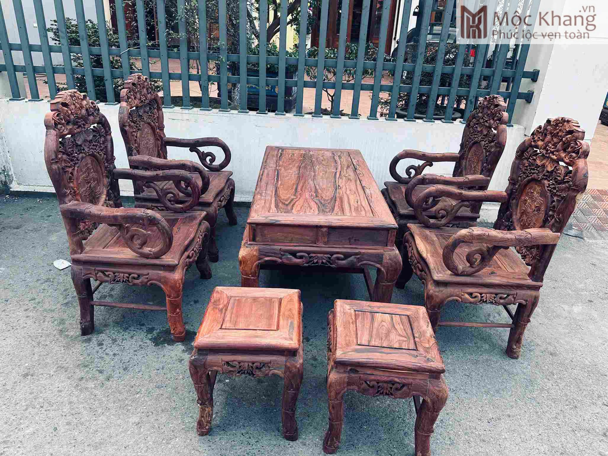 Bộ Bàn Ghế Gỗ Cẩm Cao 65 Ngang 130 Sâu 65 (cm) (1)_1 Bộ Bàn Ghế Gỗ Cẩm