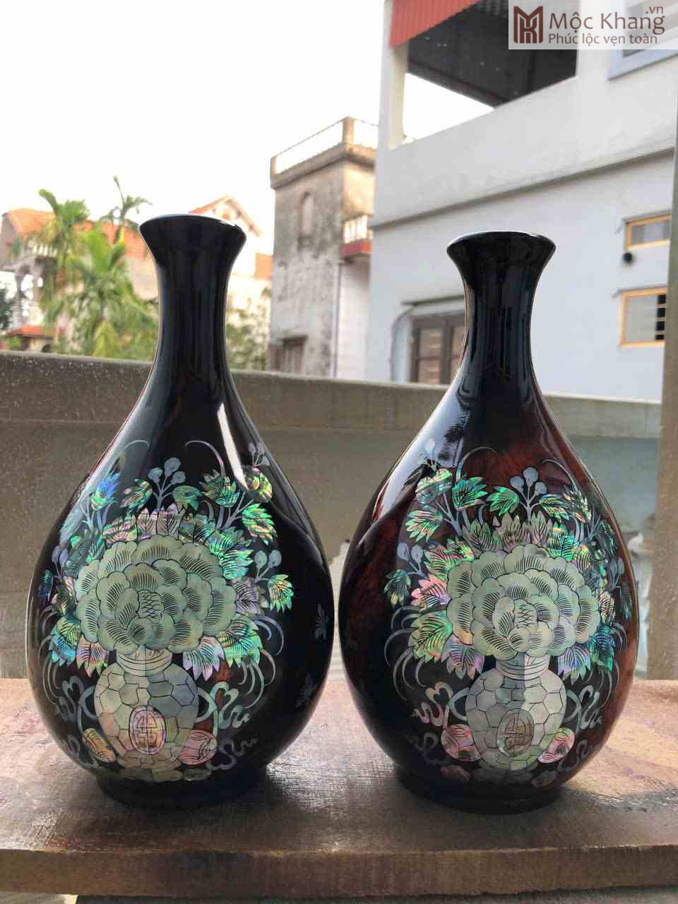 Cặp Lọ Hoa Gỗ Trắc Cao 25 (cm) (1)_1 Cặp Lọ Hoa Gỗ Trắc