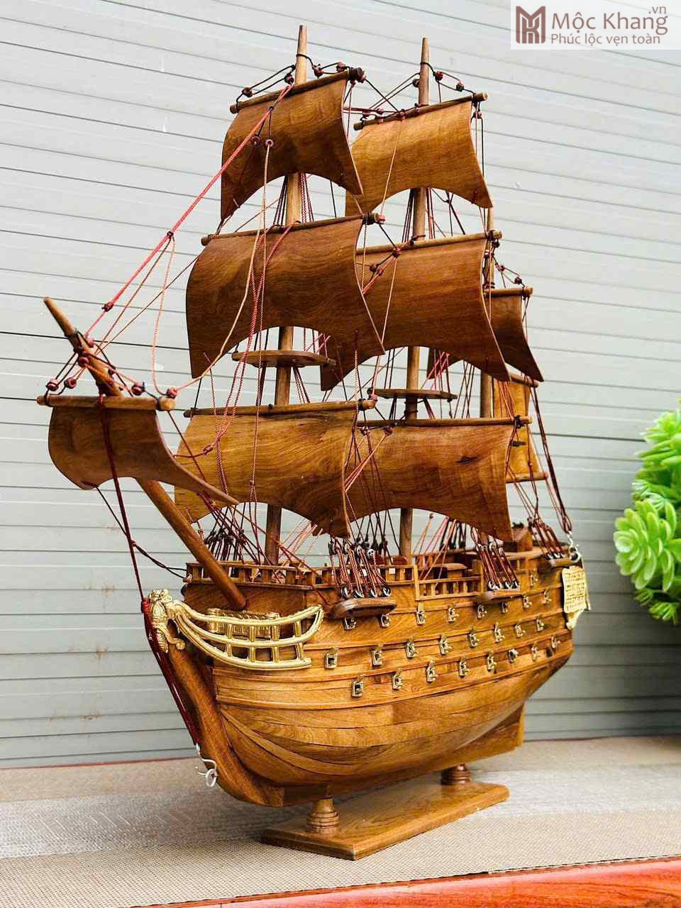 Thuyền Buồm Gỗ Bách Xanh Cao 50 Ngang 45 Sâu 10 (cm) Thuyền Buồm Gỗ Bách Xanh Cao