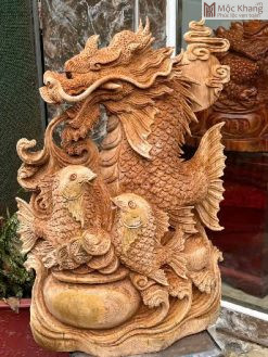 Tượng Cá Chép Hóa Rồng Gỗ Ngọc Am