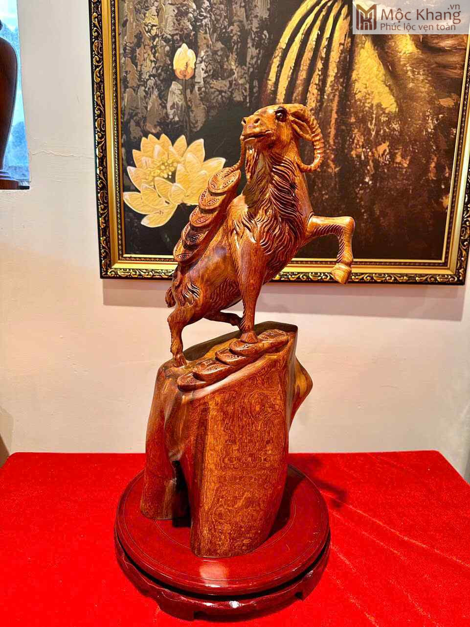 Tượng Dê Phong Thủy Gỗ Hương Cao 51 Ngang 28 Sâu 20 (cm) (2)_2 Tượng Dê Phong Thủy Gỗ Hương
