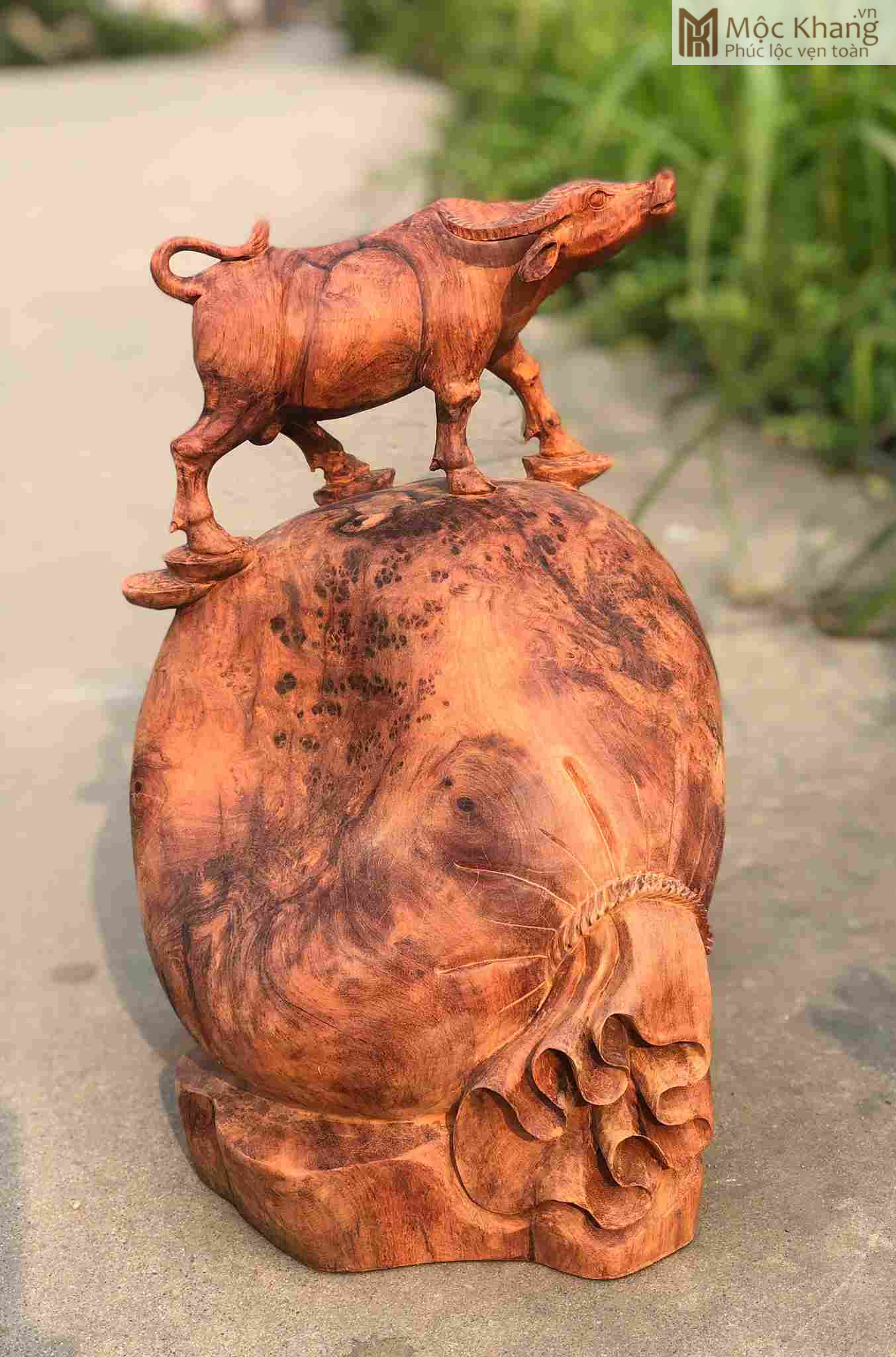 Tượng Trâu Gỗ Hương Cao 40 Ngang 24 Sâu 24 (cm) (1)_1 Tượng Trâu Gỗ Hương