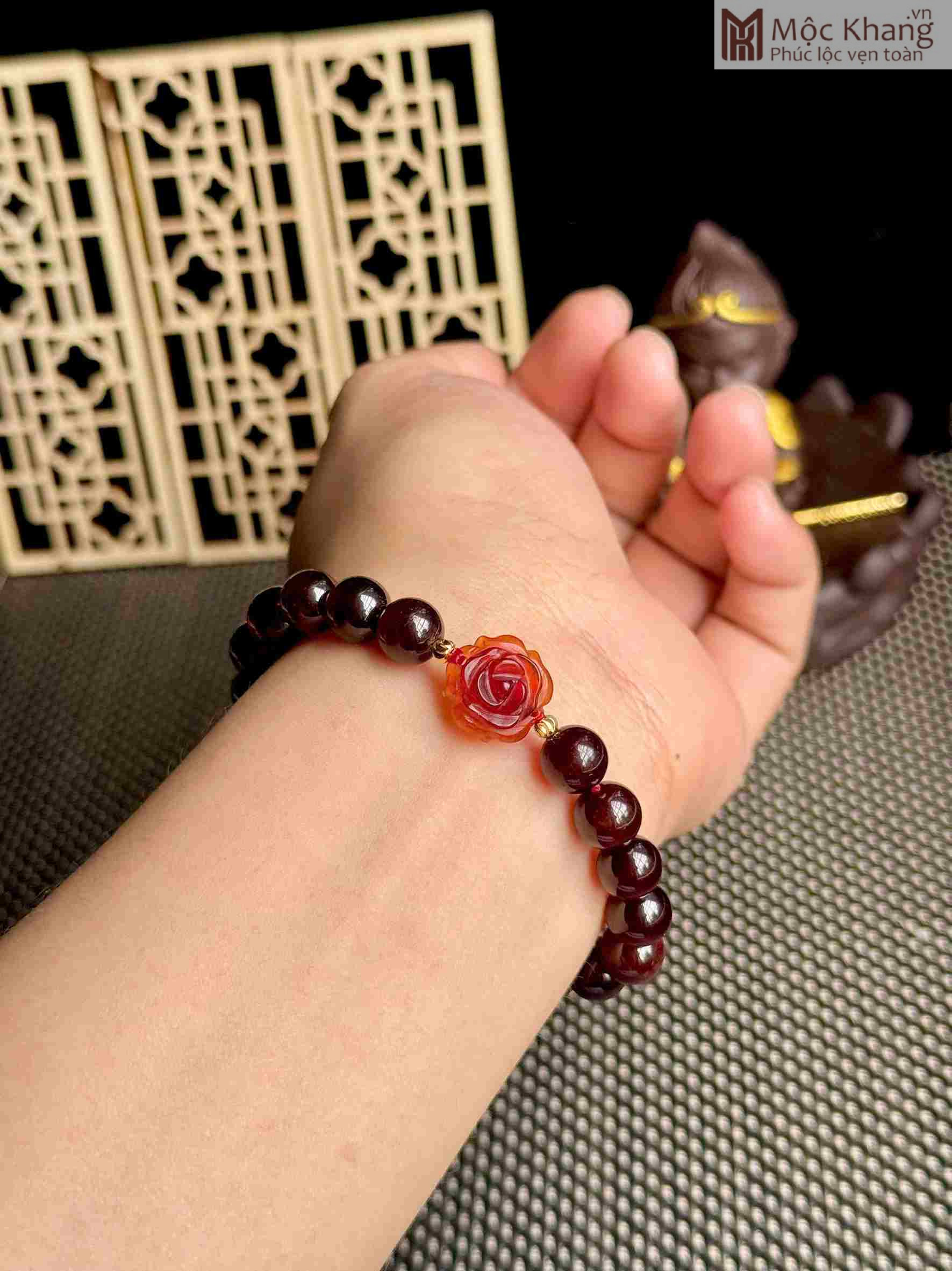 Vòng Tay Đá Mẫu Đơn Ngọc Hồng Lựu (Ganet) Đường Kính 8 (mm) (1)_1 Vòng Tay Đá Mẫu Đơn Ngọc Hồng Lựu (Gamet)