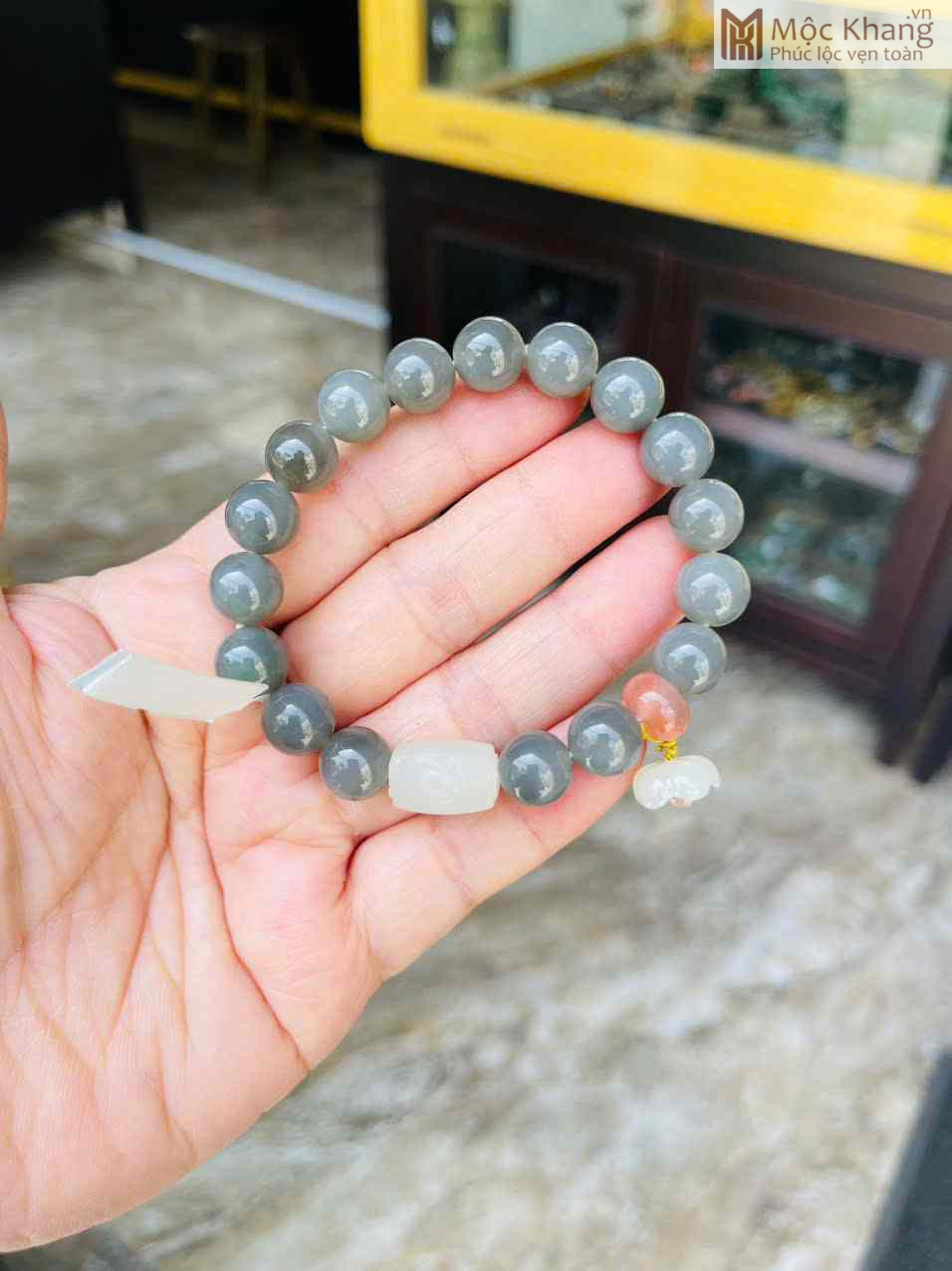 Vòng Tay Đá Ngọc Hòa Điền Đường Kính 9 (mm) (1)_1 Vòng Tay Đá Ngọc Hòa Điền