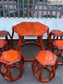 Bộ Bàn 6 Đôn Lục Giác Gỗ Hương