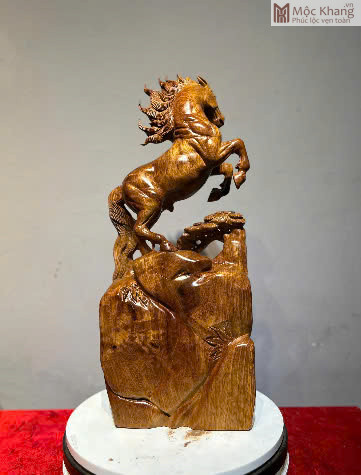 Tượng Ngựa (Nhất Mã Phi Thiên) Gỗ Hương Cao 58 Ngang 24 Sâu 12 (cm) (2)