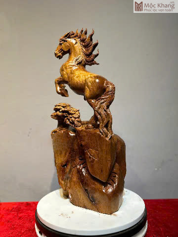 Tượng Ngựa (Nhất Mã Phi Thiên) Gỗ Hương Cao 58 Ngang 24 Sâu 12 (cm) (3)