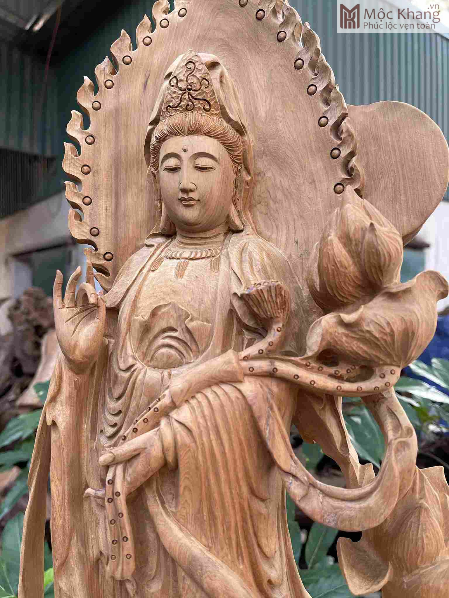 Tượng Phật Bà Quan Âm Gỗ Bách Xanh Cao 90 Ngang 25 Sâu 15 (cm) (3)_3 Tuong Phat Ba Quan Am Go Bach Xanh Cao 90 Ngang 25 Sau 15 cm 3 3