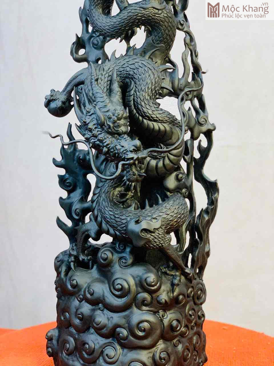 Tượng Rồng ( Nhất Long) Gỗ Mun Sừng Cao 74 Ngang 28 Sâu 24 (cm) (3)_3 Tượng Rồng ( Nhất Long) Gỗ Mun Sừng