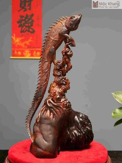 Tượng Tắc Kè Gỗ Nu Cẩm