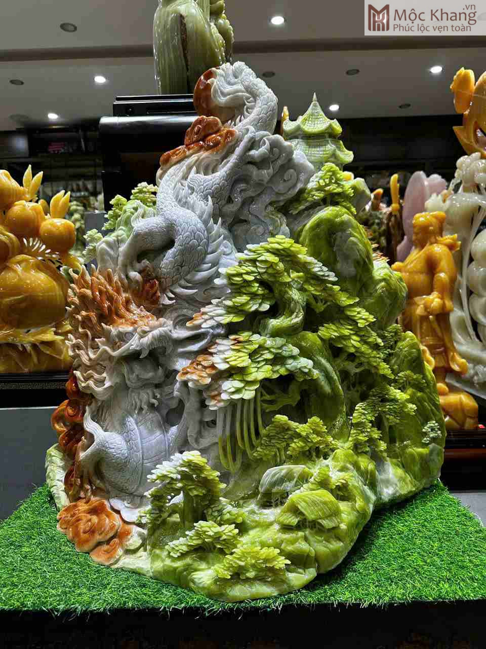 Tượng Rồng Ngọc Serpentine Cao 93 Ngang 78 (cm) - Mộc Khang